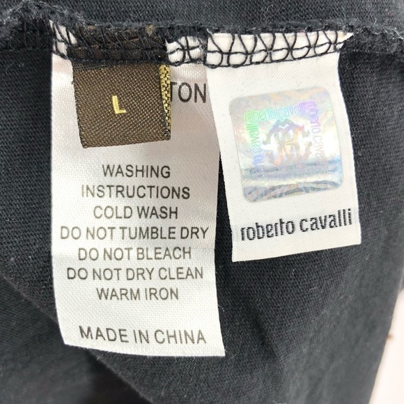 Roberto Cavalli Size Large Snake Logo Tee Shirt Logo Monogram Top Short Sleeve - Picture 6 of 10